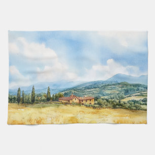 Paño De Cocina Elegante acuarela Tuscan Mediterráneo 
