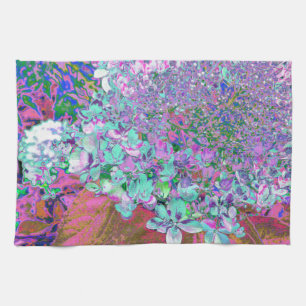 Paño De Cocina Elegante Aqua y Purple Limelight Hydrangea Detalle