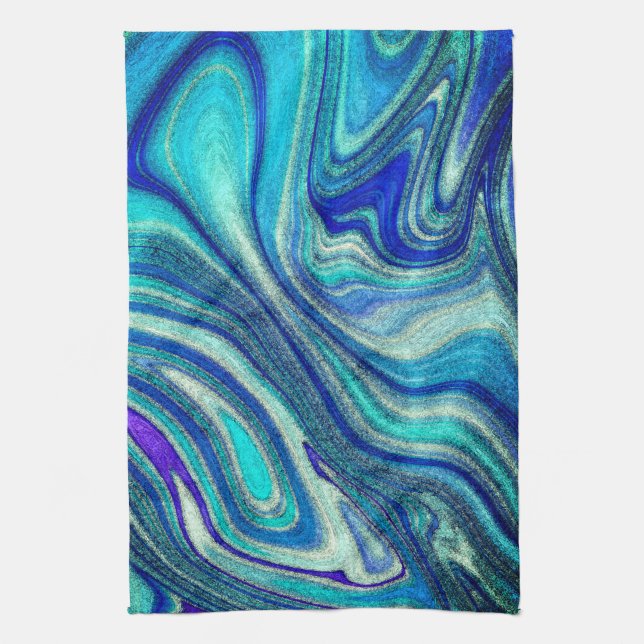 Paño De Cocina Elegante Aquamarine Paua Rainbow Shell inspirado (Vertical)