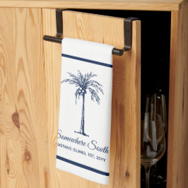 Paño De Cocina Elegante árbol de palma azul personalizado