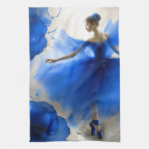 Paño De Cocina Elegante ballet remolino en azul añil
