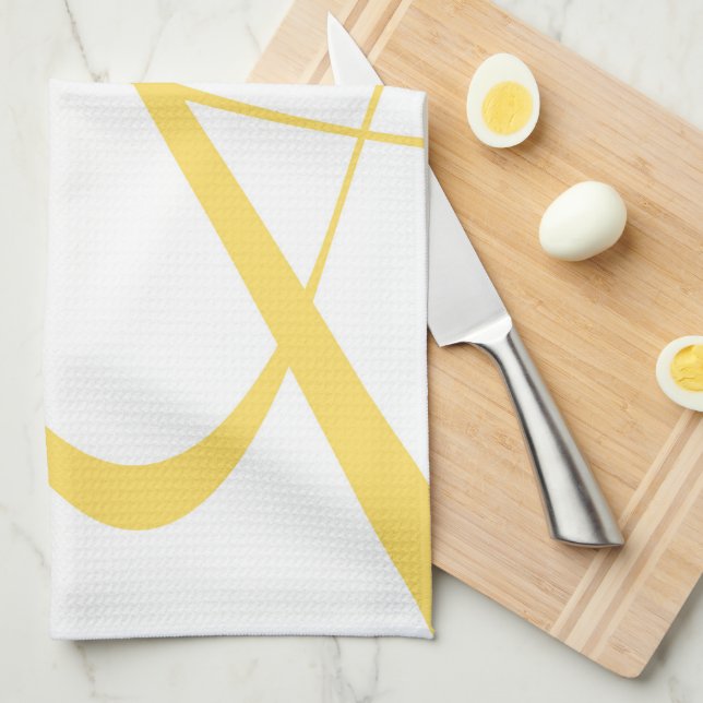 Paño De Cocina Elegante blanco amarillo italiano moderno (Doblado Cuarto)