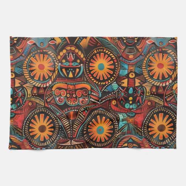 Paño De Cocina Elegante Blue "Timeless Ancestral Imprint" Tejido  (Horizontal)