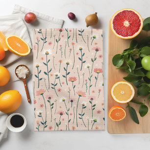 Paño De Cocina Elegante Boho Wildflower Summer Garden Rubor
