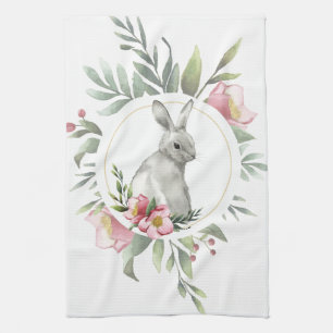 Paño De Cocina Elegante Bunny Floral de Pascua