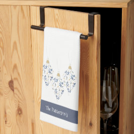 Paño De Cocina Elegante buque de guerra y acuarela dorada