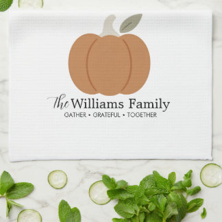 Paño De Cocina Elegante Calabaza de Otoño Nombre Familia Acción d