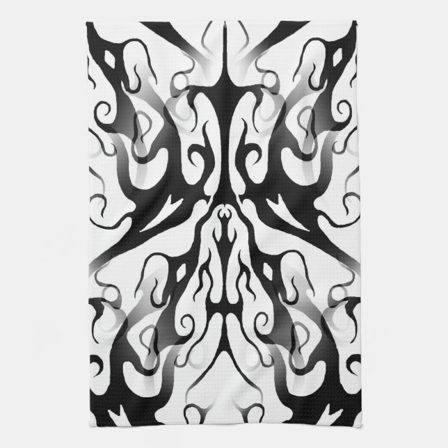 Paño De Cocina Elegante cara en fuego y flama diseño tribal (Vertical)