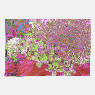 Paño De Cocina Elegante Chartreuse Verde, Rosa y Azul Hydrangea