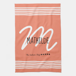 Paño De Cocina Elegante chef monograma blanco personalizado