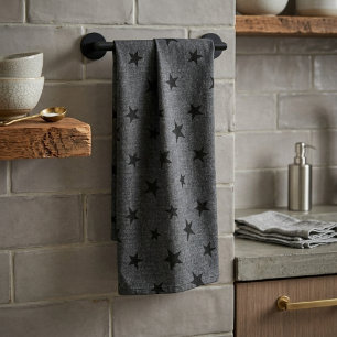 Paño De Cocina Elegante Chic Moderno Patrón de Estrella Negra