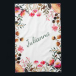 Paño De Cocina Elegante color de agua vegetación floral personali<br><div class="desc">Elegante acuarela Floral Vegetación Cocina Personalizada Toalla</div>