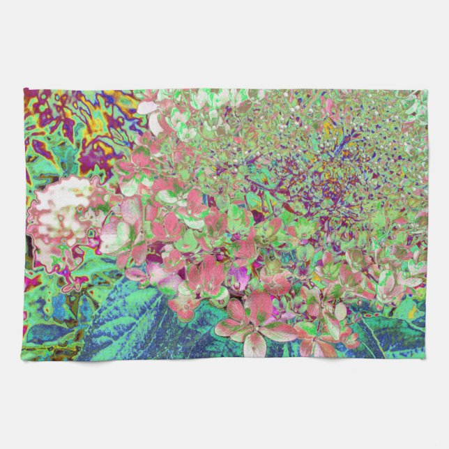 Paño De Cocina Elegante Coral y Chartreuse Limelight Hydrangea (Horizontal)