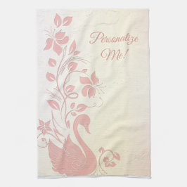 Paño De Cocina Elegante cosecha de cisne rosa personalizada