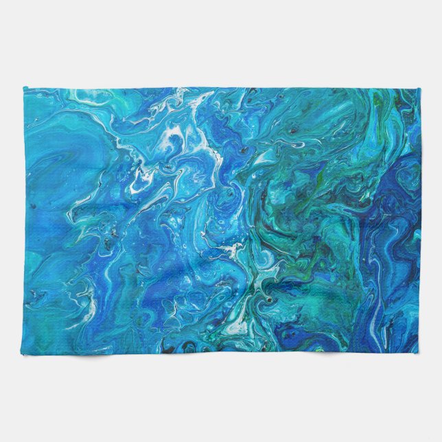 Paño De Cocina Elegante Crazy Lace Agate 2 - Blue Aqua (Horizontal)
