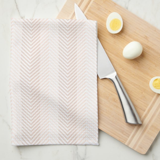 Paño De Cocina Elegante Cream Herringbone Zig Zag (Doblado Cuarto)