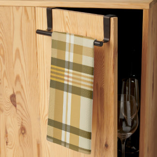 Paño De Cocina Elegante Cuadro Dorado y Beige Clásico