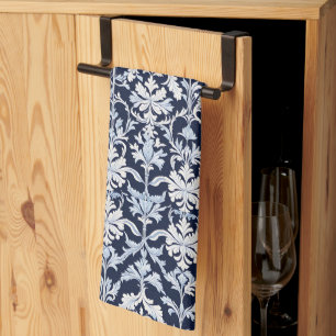 Paño De Cocina Elegante damasco azul y blanco
