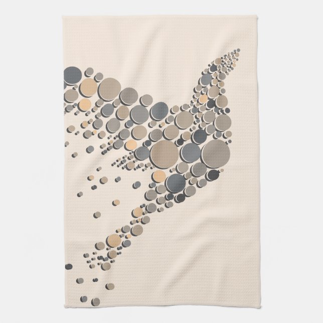 Paño De Cocina Elegante diseño de pájaro beige y gris (Vertical)