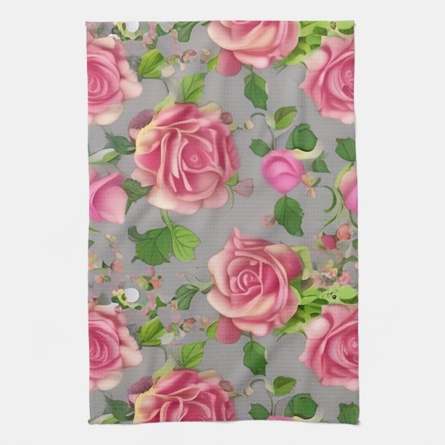 Paño De Cocina Elegante diseño de Rosa de jardín de campo francés (Vertical)