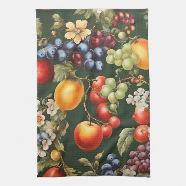 Paño De Cocina Elegante diseño italiano con frutas y flores (Vertical)