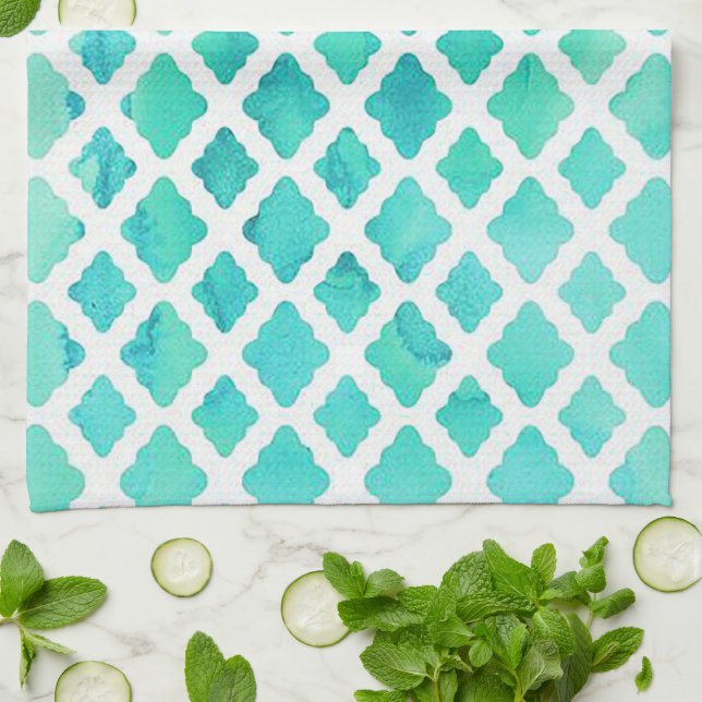 Paño De Cocina Elegante diseño Verde azulado (Doblado)