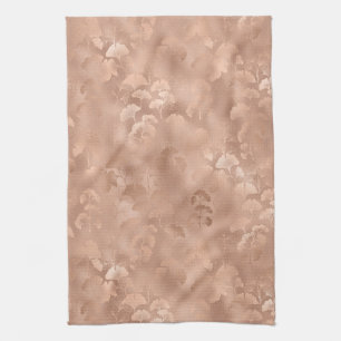 Paño De Cocina Elegante estampa botánica de ginkgo rosa con folla
