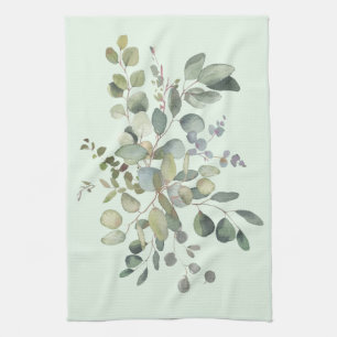 Paño De Cocina Elegante Eucalyptus Agua Botánica Verde