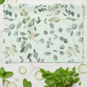 Paño De Cocina Elegante Eucalyptus Agua Botánica Verde