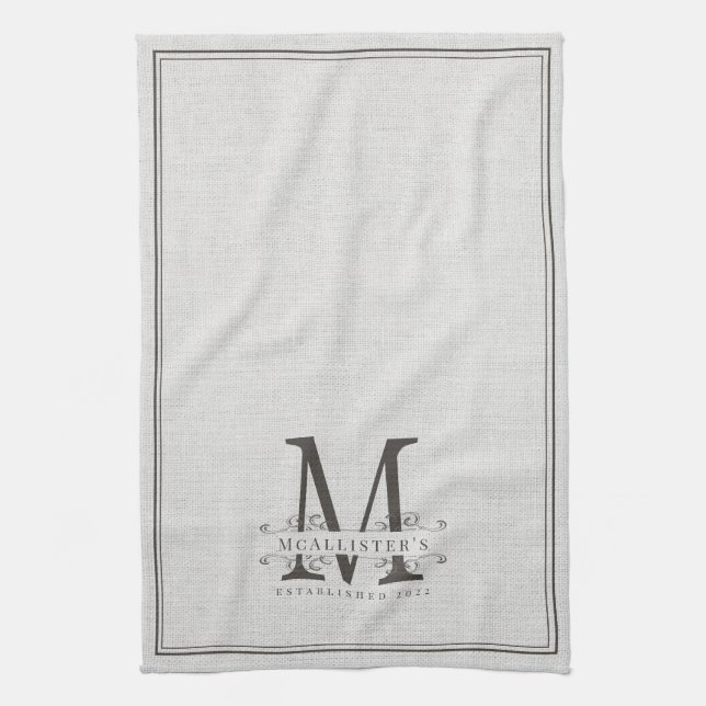 Paño De Cocina Elegante familia monograma de línea de establecimi (Vertical)