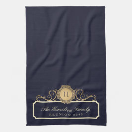Paño De Cocina Elegante familia Reunión Monograma de la Marina de