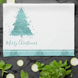 Paño De Cocina Elegante Feliz Navidad   Plátano acuático de lujo