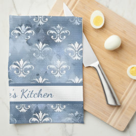 Paño De Cocina Elegante Fleur-de-Lis - Azul vintage francés