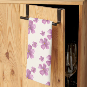Paño De Cocina Elegante Flor de Acuarela Violeta Té