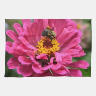 Paño De Cocina Elegante flor rosa crisantemo margarita abeja