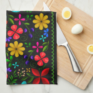 Paño De Cocina Elegante Floral Folclórico Latinoamericano