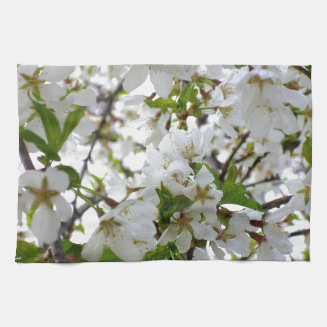 Paño De Cocina Elegante foto de flor floral blanca (Horizontal)