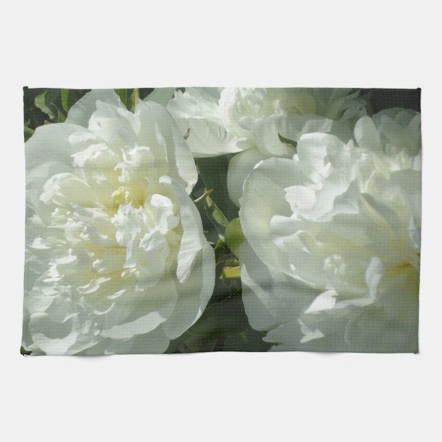 Paño De Cocina Elegante foto de una joya blanca floral (Horizontal)