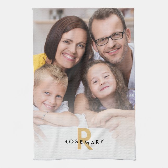 Paño De Cocina Elegante foto superposición Monograma nombre inici (Vertical)