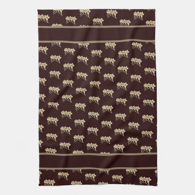 Paño De Cocina Elegante gladiolos asiáticos flores marrón floral (Vertical)