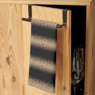 Paño De Cocina Elegante Glitter Ombre Negro y Dorado