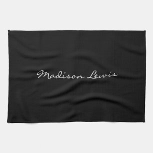 Paño De Cocina Elegante guión simple caligrafía de nombre negro