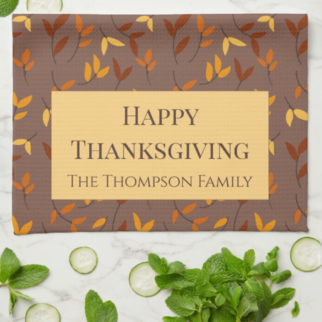 Paño De Cocina Elegante hoja de otoño (Doblado)