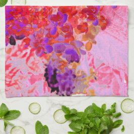Paño De Cocina Elegante Hortensia Limelight Púrpura y Naranja