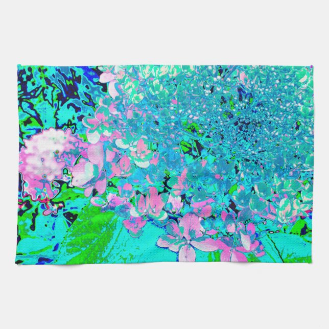 Paño De Cocina Elegante Hydrangea de luz rosa y azul (Horizontal)