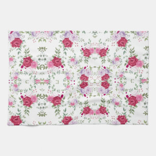 Paño De Cocina Elegante jardín floral de Borgoña y lavanda rosa