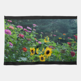 Paño De Cocina Elegante jardín florido girasoles mamáes zinnias