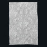 Paño De Cocina Elegante Moda romántica floral Damasco-gris<br><div class="desc">Elegante diseño adamascado floral de inspiración vintage con flores color gris pastel monocromo claro-oscuro,  rollitos frondosos y bolsitas de delicadas cintas de encaje. Este patrón es fluido y puede ampliarse o reducirse.</div>
