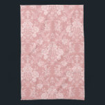 Paño De Cocina Elegante Moda romántica floral Damasco-Pastel rosa<br><div class="desc">Elegante diseño adamascado floral de inspiración vintage con flores color rosa pastel monocromo claro-oscuro,  rollitos frondosos y bolsitas de delicadas cintas de encaje. Este patrón es fluido y puede ampliarse o reducirse.</div>