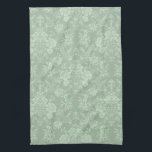 Paño De Cocina Elegante Moda romántica floral Damasco-Sage Verde<br><div class="desc">Elegante diseño de damasco floral de inspiración vintage con flores verdes monocromáticas de moda en salvia clara-oscura,  rollitos frondosos y bolsitas de delicadas cintas de encaje. Este patrón es fluido y puede ampliarse o reducirse.</div>